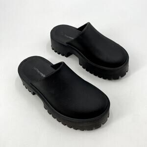Jeffrey Campbell black platform lug sole mules